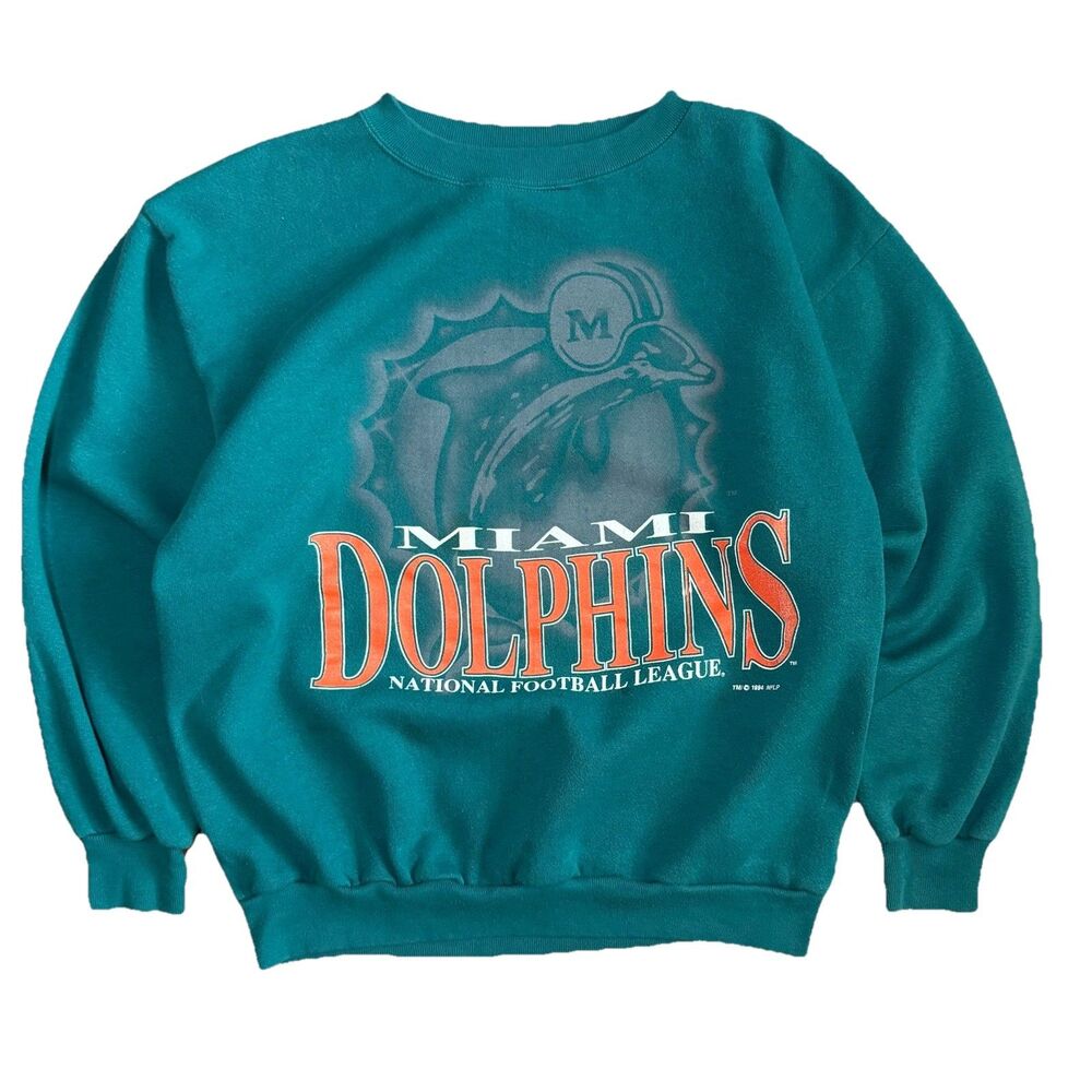 Vintage 90s NFL Miami Dolphins Size XL Competitor Green Sweatshirt USA 1994